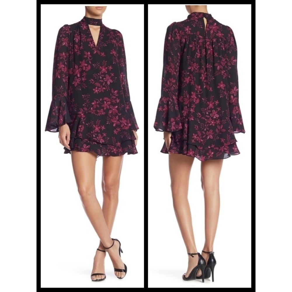 Parker Floral Print Keyhole Ruffle Shift Dress ~ Midnight Fleur Medium M Nwt